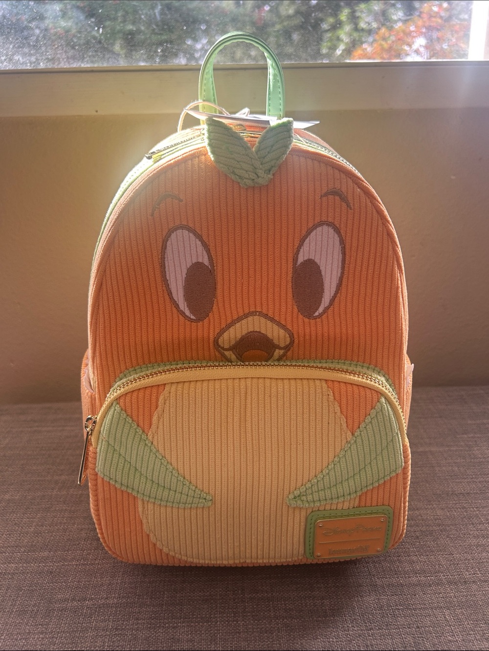 New Disney Parks Orange Bird Corduroy Loungefly Backpack